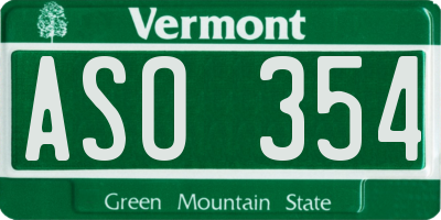 VT license plate ASO354
