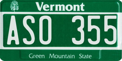 VT license plate ASO355