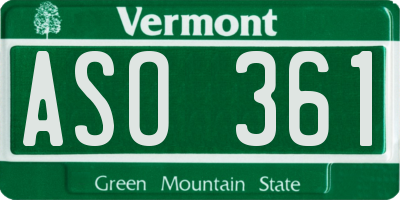 VT license plate ASO361