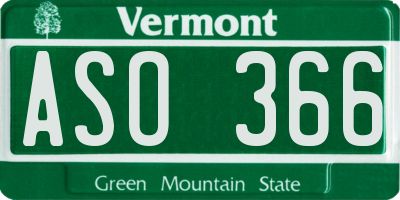 VT license plate ASO366