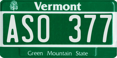 VT license plate ASO377