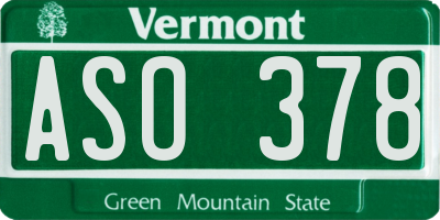 VT license plate ASO378