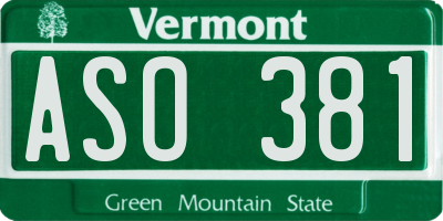 VT license plate ASO381