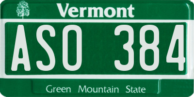 VT license plate ASO384
