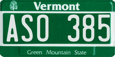 VT license plate ASO385