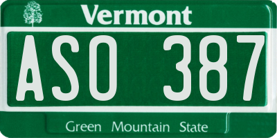 VT license plate ASO387