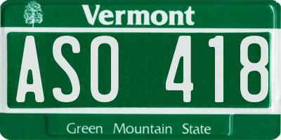 VT license plate ASO418
