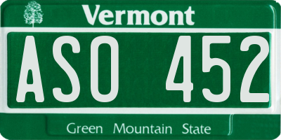 VT license plate ASO452