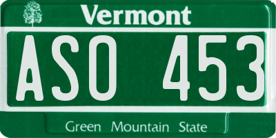 VT license plate ASO453