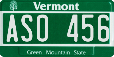 VT license plate ASO456