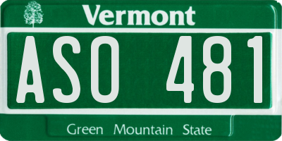 VT license plate ASO481