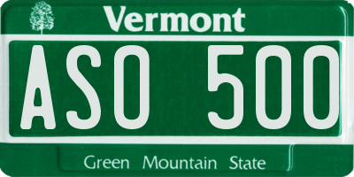 VT license plate ASO500