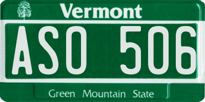 VT license plate ASO506