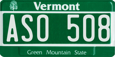 VT license plate ASO508
