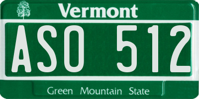 VT license plate ASO512