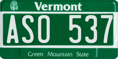 VT license plate ASO537