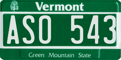 VT license plate ASO543