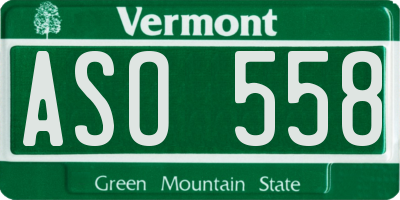 VT license plate ASO558