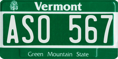 VT license plate ASO567