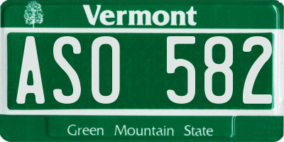 VT license plate ASO582