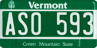 VT license plate ASO593