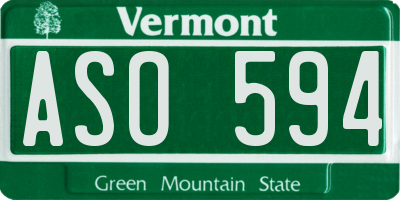 VT license plate ASO594