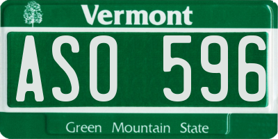 VT license plate ASO596