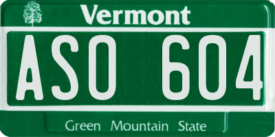 VT license plate ASO604
