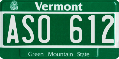 VT license plate ASO612