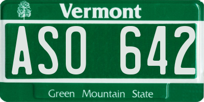 VT license plate ASO642
