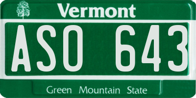 VT license plate ASO643