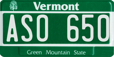 VT license plate ASO650