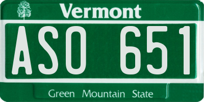 VT license plate ASO651