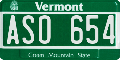 VT license plate ASO654