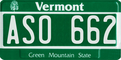 VT license plate ASO662