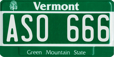 VT license plate ASO666