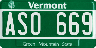 VT license plate ASO669