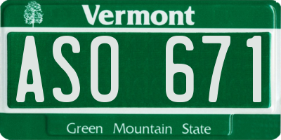 VT license plate ASO671