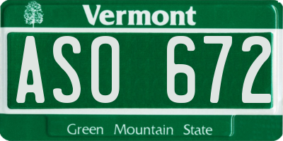 VT license plate ASO672