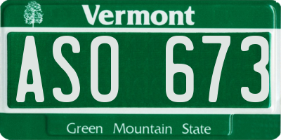VT license plate ASO673