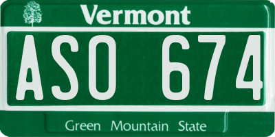 VT license plate ASO674