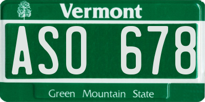 VT license plate ASO678