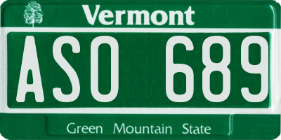 VT license plate ASO689
