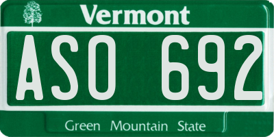 VT license plate ASO692