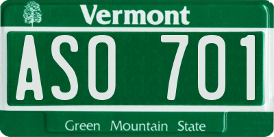 VT license plate ASO701