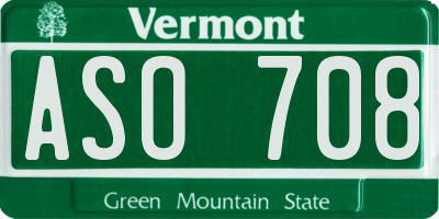 VT license plate ASO708