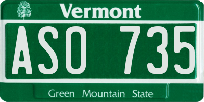 VT license plate ASO735