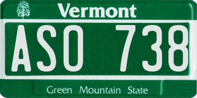 VT license plate ASO738