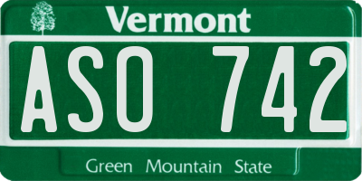 VT license plate ASO742