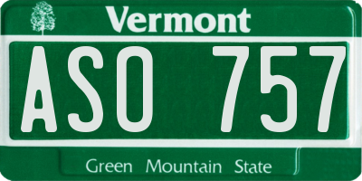 VT license plate ASO757